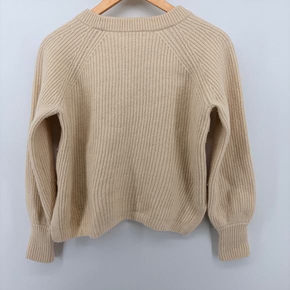 Madewell Resourced Cashmere Wool Blend Ribbed Sweater Beige Small - Picture 3 of 7